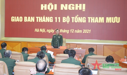 Thượng tướng Nguyễn Tân Cương chủ trì hội nghị giao ban Bộ Tổng Tham mưu tháng 11-2021